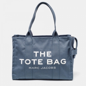 Pre Owned Marc Jacobs Blue Canvas Large The Tote Bag 