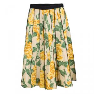 Marc Jacobs Beige Floral Print Pleated Midi Skirt XS