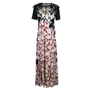 Marc Jacobs Leaf Printed Embroidered Short Sleeve Maxi Dress M