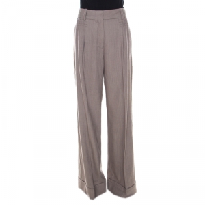 Marc Jacobs Pinstriped Stretch Wool High Waist Flared Trousers M