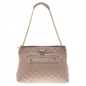 Pre Owned Marc Jacobs Nude Leather Quilted Shoulder Bag