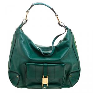 Marc Jacobs Green Glazed Leather Expandable Hobo