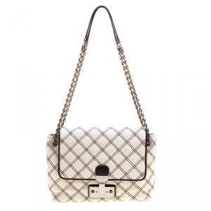 Marc Jacobs Off White Quilted Leather Baroque Single Shoulder Bag