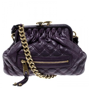 Pre Owned Marc Jacobs Purple Leather Mini Stam Shoulder Bag