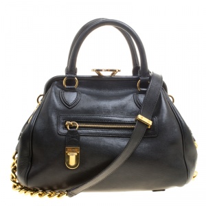 Marc Jacobs Black Leather Stam Satchel
