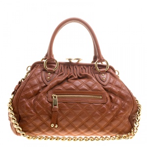 Marc Jacobs Cognac Quilted Leather Stam Shoulder Bag