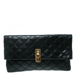 Marc Jacobs Black Quilted Leather Eugenie Clutch