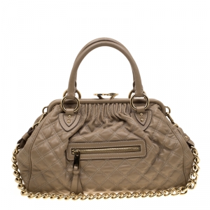 Marc Jacobs Light Brown Quilted Leather Stam Shoulder Bag