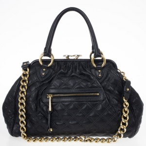 Pre Owned Marc Jacobs Black Quilted Leather Stam Satchel
