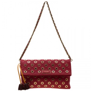 Marc Jacobs Red Quilted Eyelets Leather Gotham Shoulder Bag