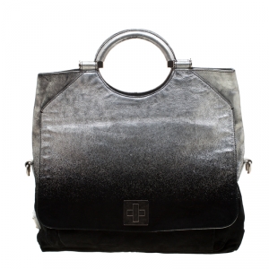 Marc Jacobs Black/Silver Ombre Leather Top Handle Bag