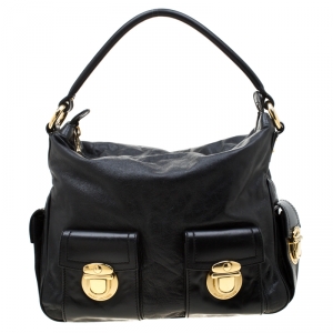 Marc Jacobs Black Leather Multi Pocket Shoulder Bag