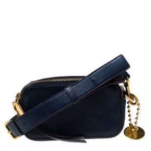 Marc Jacobs Navy Blue Leather Double Zip Crossbody Bag