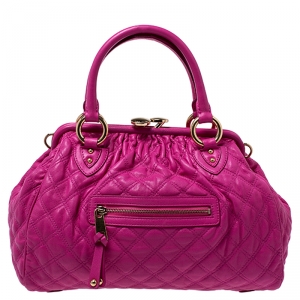 Pre Owned Marc Jacobs Pink Quilted Leather Stam Shoulder Bag