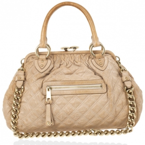 Pre Owned Marc Jacobs Beige Quilted Leather Stam Satchel