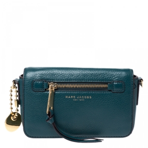 Marc Jacobs Petroleum Green Leather Recruit Crossbody Bag