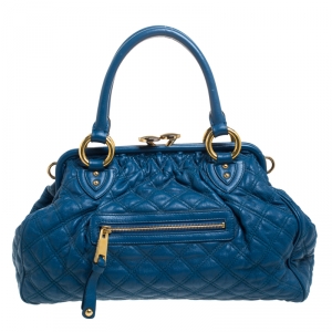 Pre Owned Marc Jacobs Blue Quilted Leather Stam Shoulder Bag