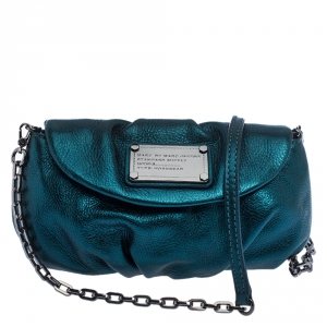 Marc Jacobs Metallic Blue Leather Classic Q Karlie Crossbody Bag