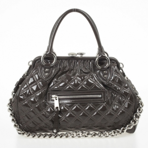 Marc Jacobs Grey Quilted Patent Stam Satchel