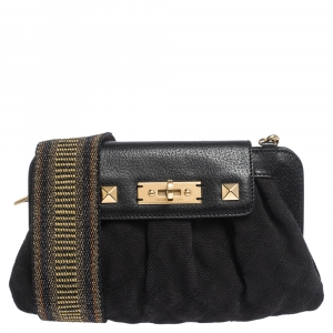 Marc Jacobs Black Canvas and Leather Turnlock Shoulder Bag
