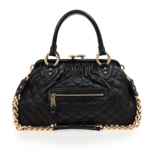 Pre Owned Marc Jacobs Black Quilted Leather Stam Satchel