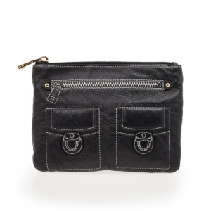 Pre Owned Marc Jacobs Black Leather Two Pocket Clutch 