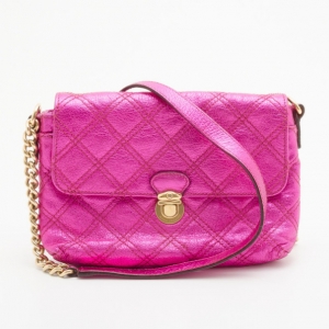 Marc Jacobs Metallic Pink Quilted Clutch 