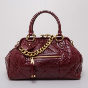 Pre Owned Marc Jacobs Burgundy Patchwork Stam Satchel