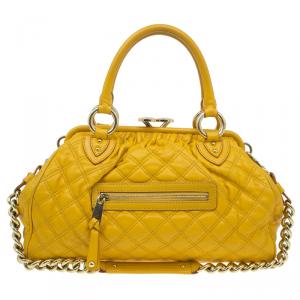 Pre Owned Marc Jacobs Yellow Quilted Leather Stam Shoulder Bag