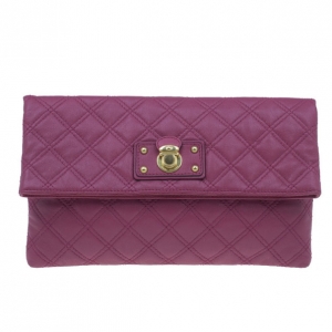 Pre Owned Marc Jacobs Pink Quilted Leather Large Convertible Eugenie Clutch