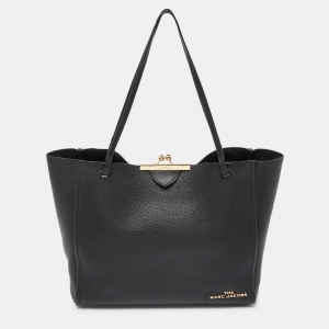 Marc Jacobs Black Leather The Kiss Shopper Tote