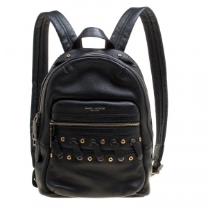 Marc Jacobs Black Leather Grommet Biker Backpack