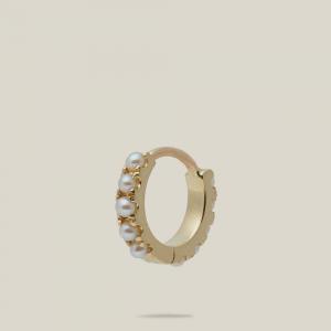 Maria Tash Gold Clicker Eternity Yellow-Gold and Pearl Single Hoop Earring