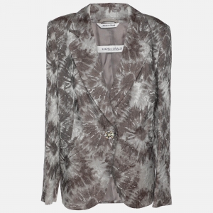 Marina Rinaldi Grey Jacquard Single Breasted Blazer L