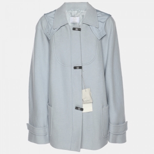 Voyage by Marina Rinaldi Blue Wool Nylon Hooded Jacket L