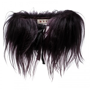 Marni Deep Purple Goat Fur Tie Front Collar