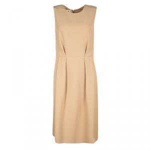 Marni Pale Orange Box Pleat Detail Sleeveless Dress S