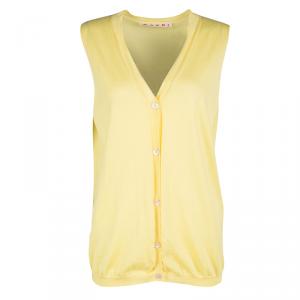 Marni Yellow Cashmere Sleeveless Button Front Sweater Vest S