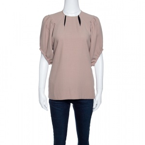 Marni Beige Wool Gathered Sleeve Top S