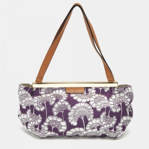 Marni Purple/Silver Fabric Embroidered Frame Shoulder Bag