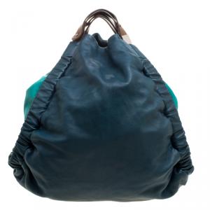 Marni Forest/Mint Green Leather Triangle Slouch Hobo