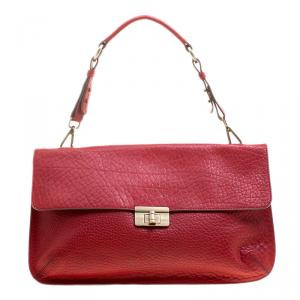 Marni Red Textured Leather Shoulder Bag