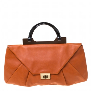 Marni Tan Leather Turnlock Envelope Top Handle Bag
