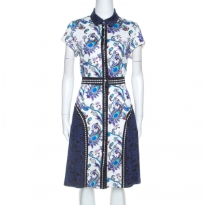 Mary Katrantzou Multicolor Printed Stretch Cotton Shirt Dress M