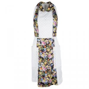 Mary Katrantzou White Ambile Printed Eyelet Lace Dress S