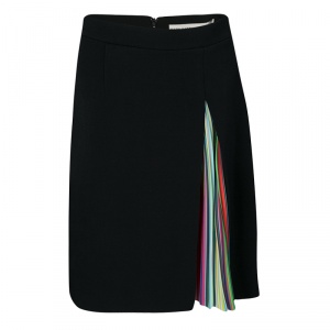 Mary Katrantzou Black Rainbow Striped Pleated Panel Insert Nema Skirt M