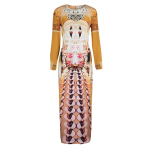 Mary Katrantzou Multicolor Printed Silk Long Sleeve Maxi Sheath Dress M