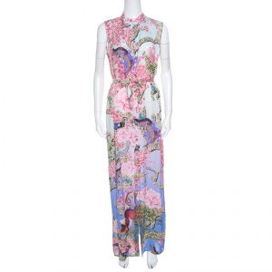 Mary Katrantzou Multicolor Printed Silk Sleeveless Belted Dress S