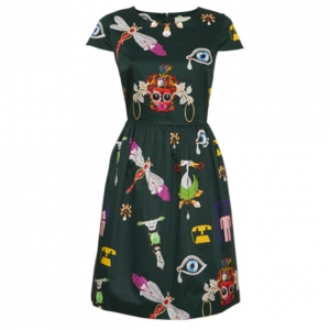 Mary Katrantzou Julie Green Printed Dress M