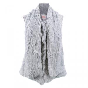 Matthew Williamson Grey Fur & Velvet Sleeveless Vest M